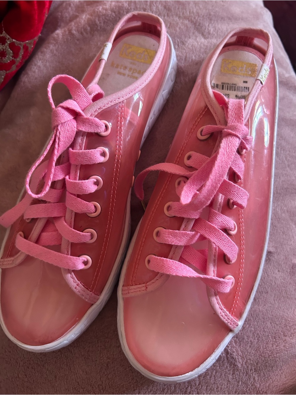 Keds Pink Patent Low-Top Sneakers - Glossy Pink Lace-Up